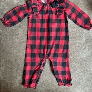 Mud Pie Red and Black Checkered Kids Footie